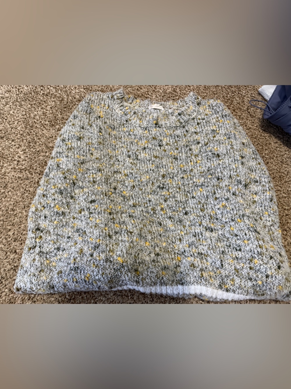 Hem & Thread Heather Gray Crewneck Sweater with Yellow Flecks